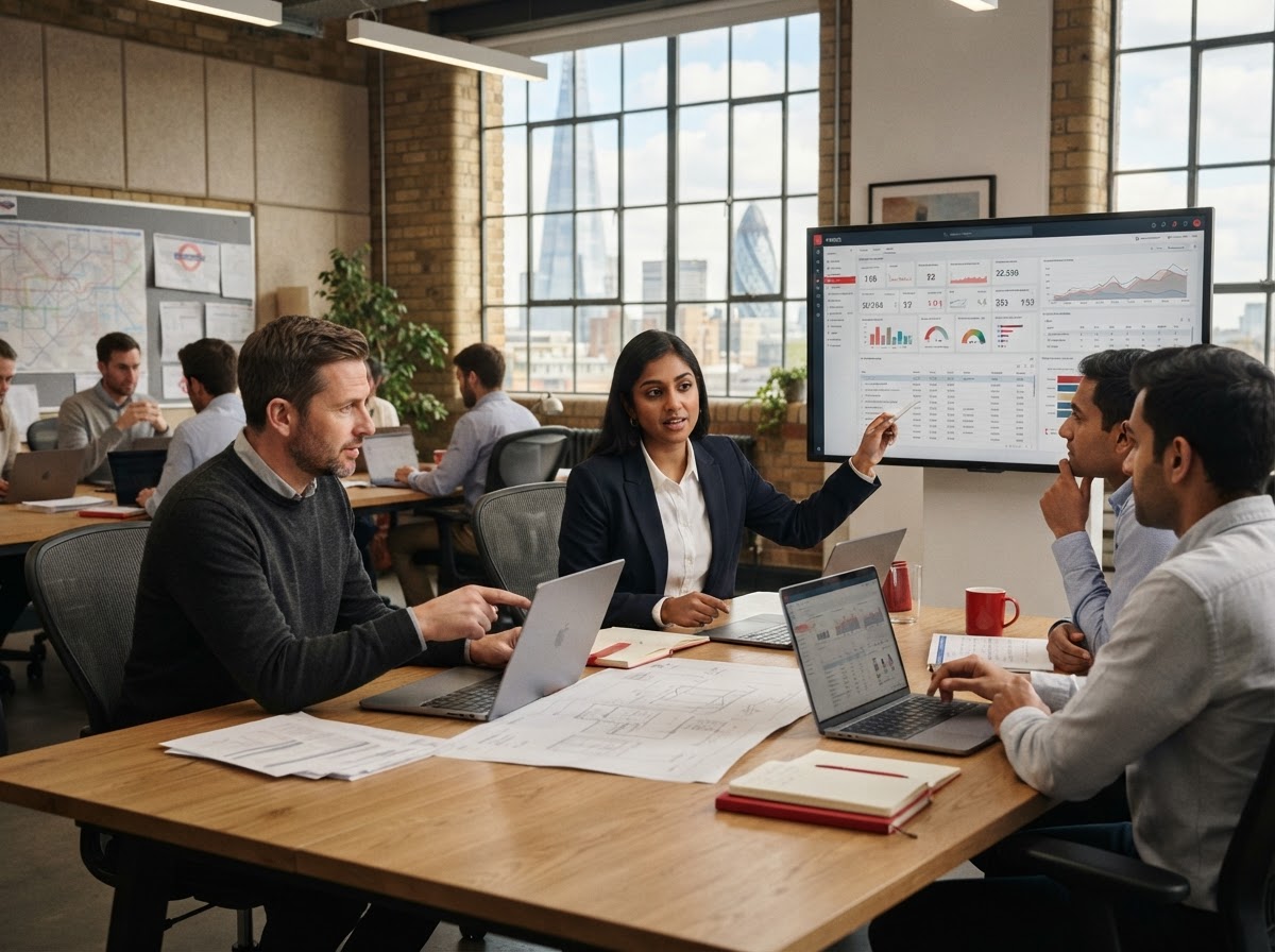 ENEOS analysts reviewing predictive model output on screen